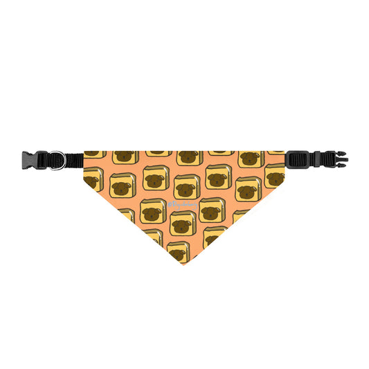 Clip-on Pet Bandana — Retro Toast Pattern Dog & Cat Accessory