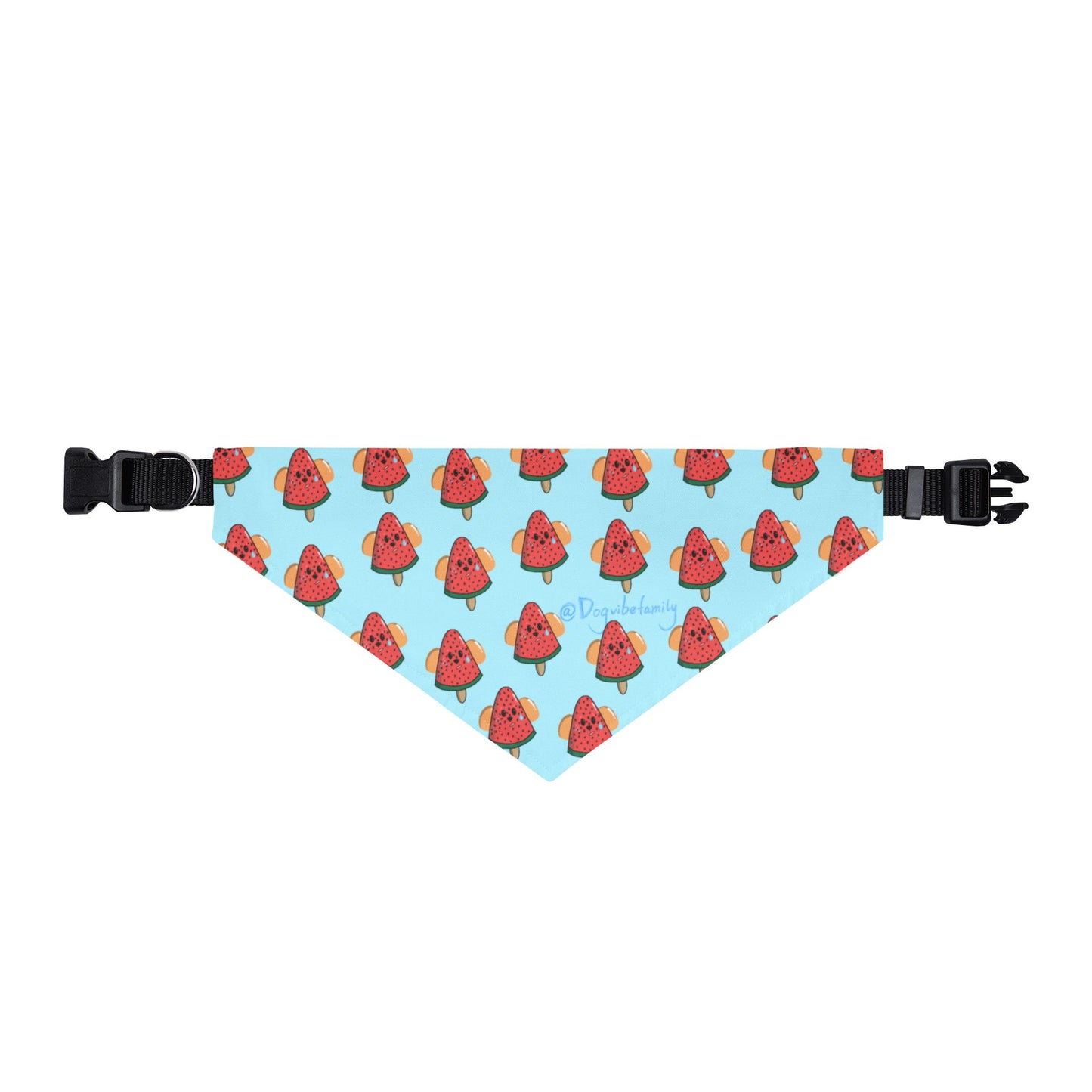 Clip-on Pet Bandana — Cute Red Bird Pattern on Sky Blue