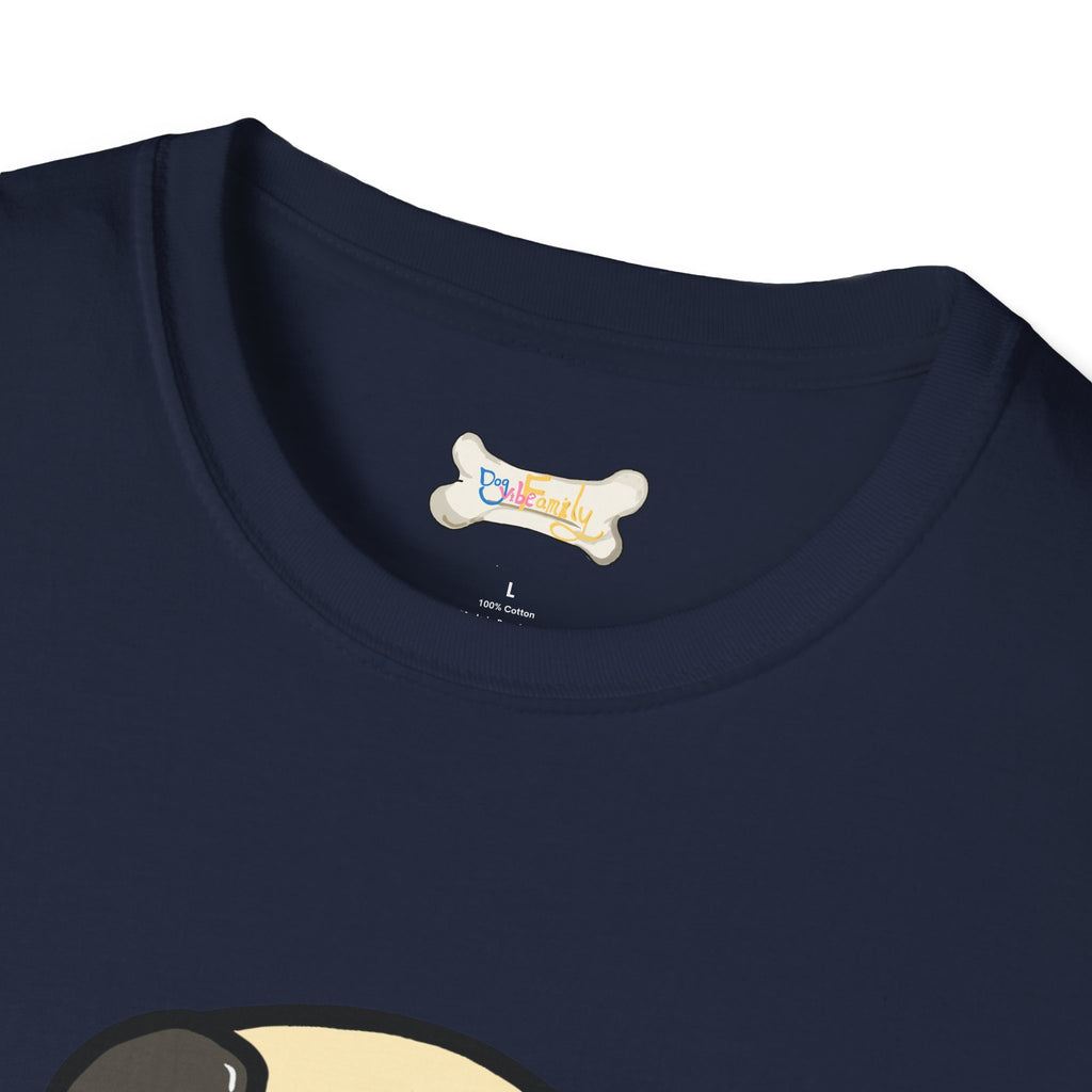 Pug Cartoon Tee — Cute Pug Face with “@Dogubotanically” Logo