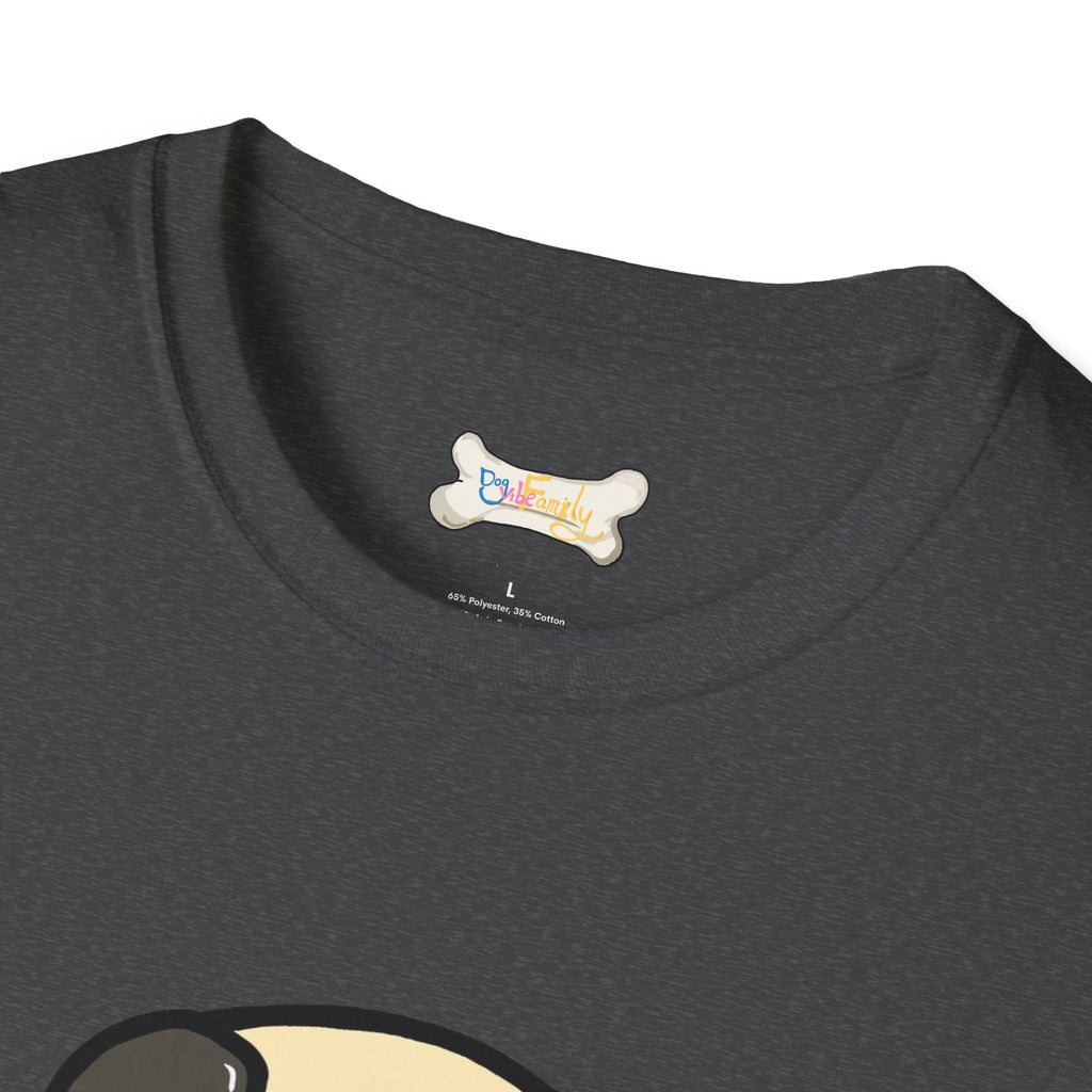 Pug Cartoon Tee — Cute Pug Face with “@Dogubotanically” Logo