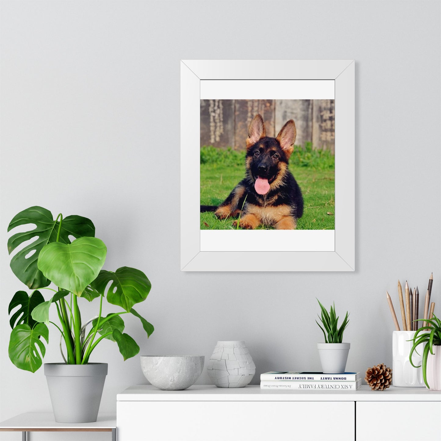 German Shepherd Puppy Framed Poster — Cute Dog Wall Art