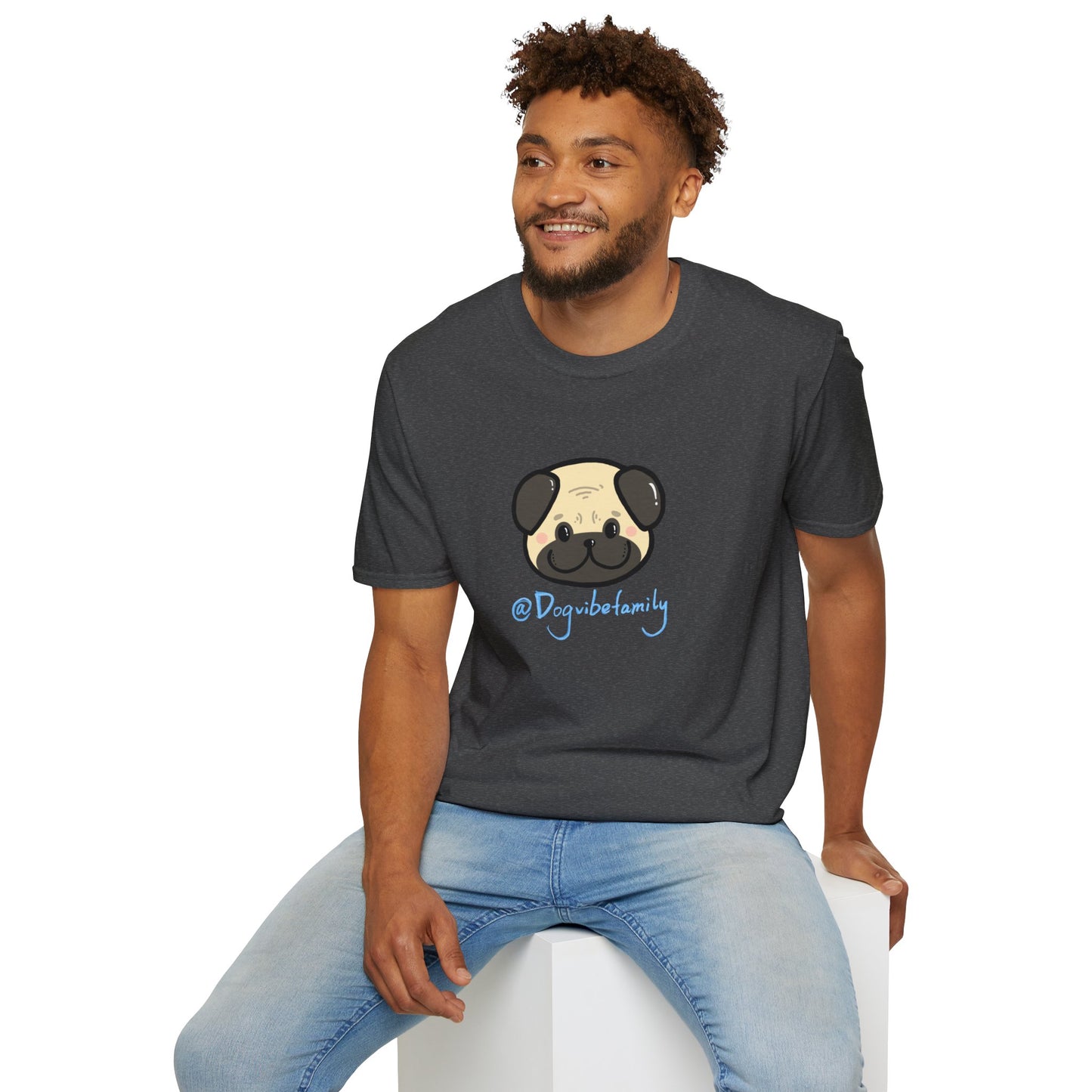 Pug Cartoon Tee — Cute Pug Face with “@Dogubotanically” Logo