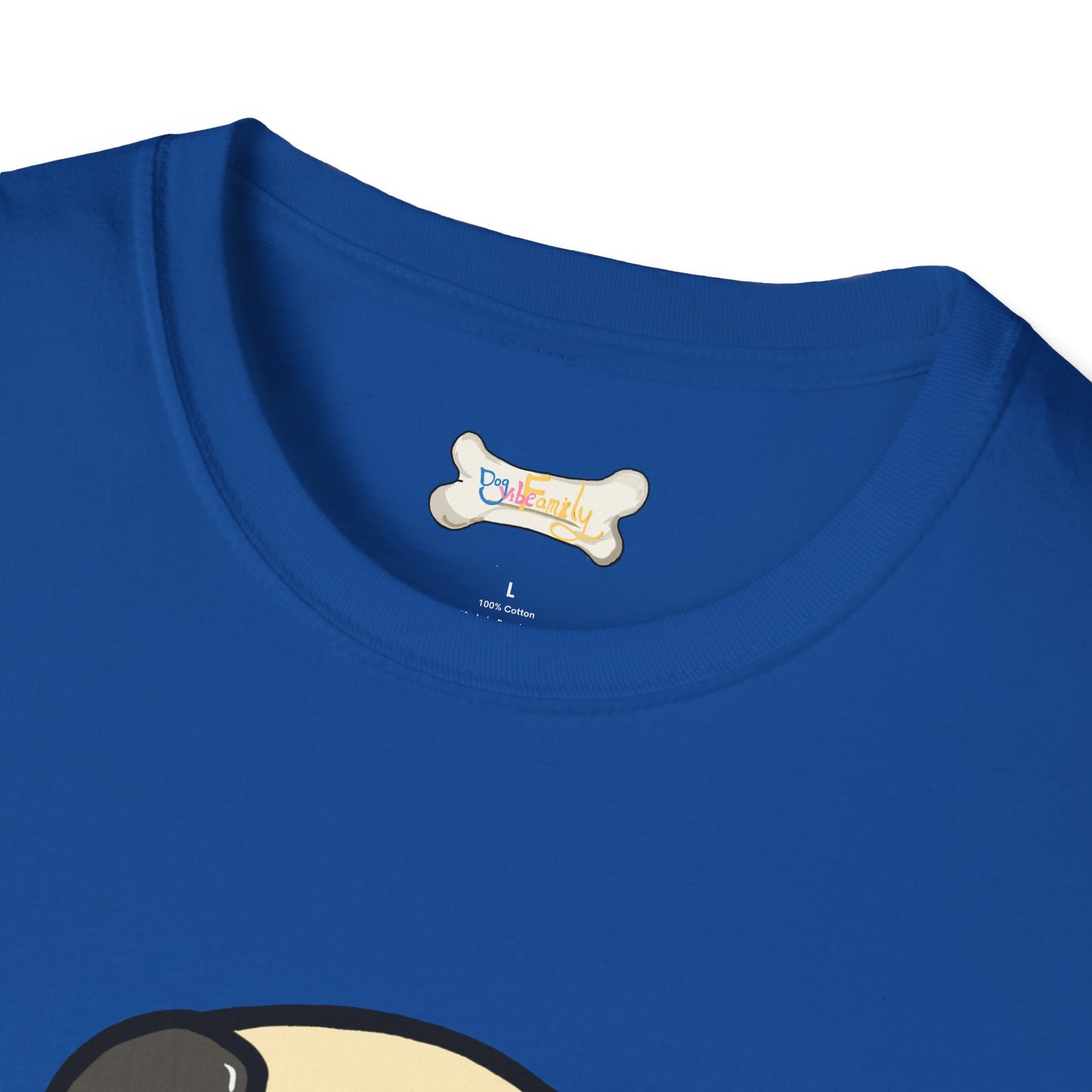 Pug Cartoon Tee — Cute Pug Face with “@Dogubotanically” Logo