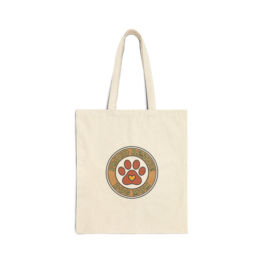 Dog Mom Tote, Rescue Pride Fur Baby Canvas Tote | Vintage Paw Emblem