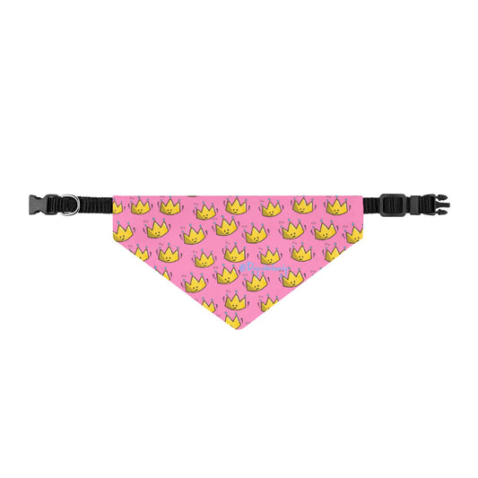 Pink Crown Clip-On Pet Bandana — Royal Pattern Dog & Cat Collar Accessory