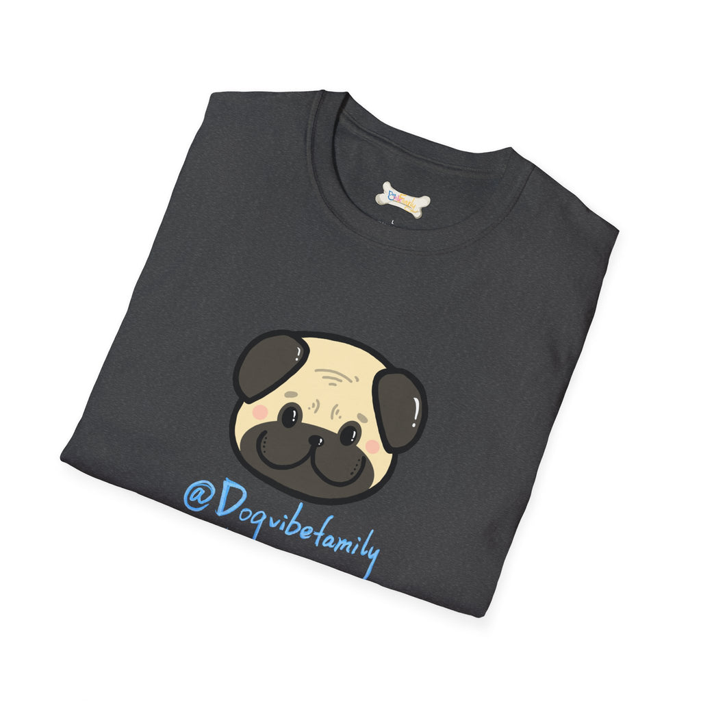 Pug Cartoon Tee — Cute Pug Face with “@Dogubotanically” Logo