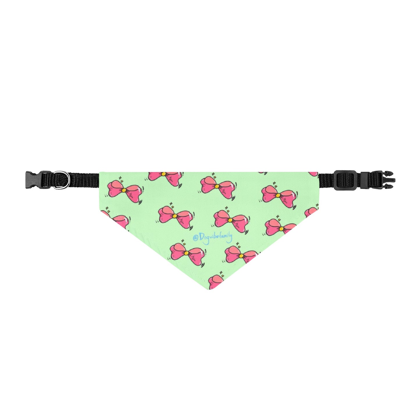 Cute Pink Bow Puppy Bandana - Clip-On Mint Green Dog Scarf