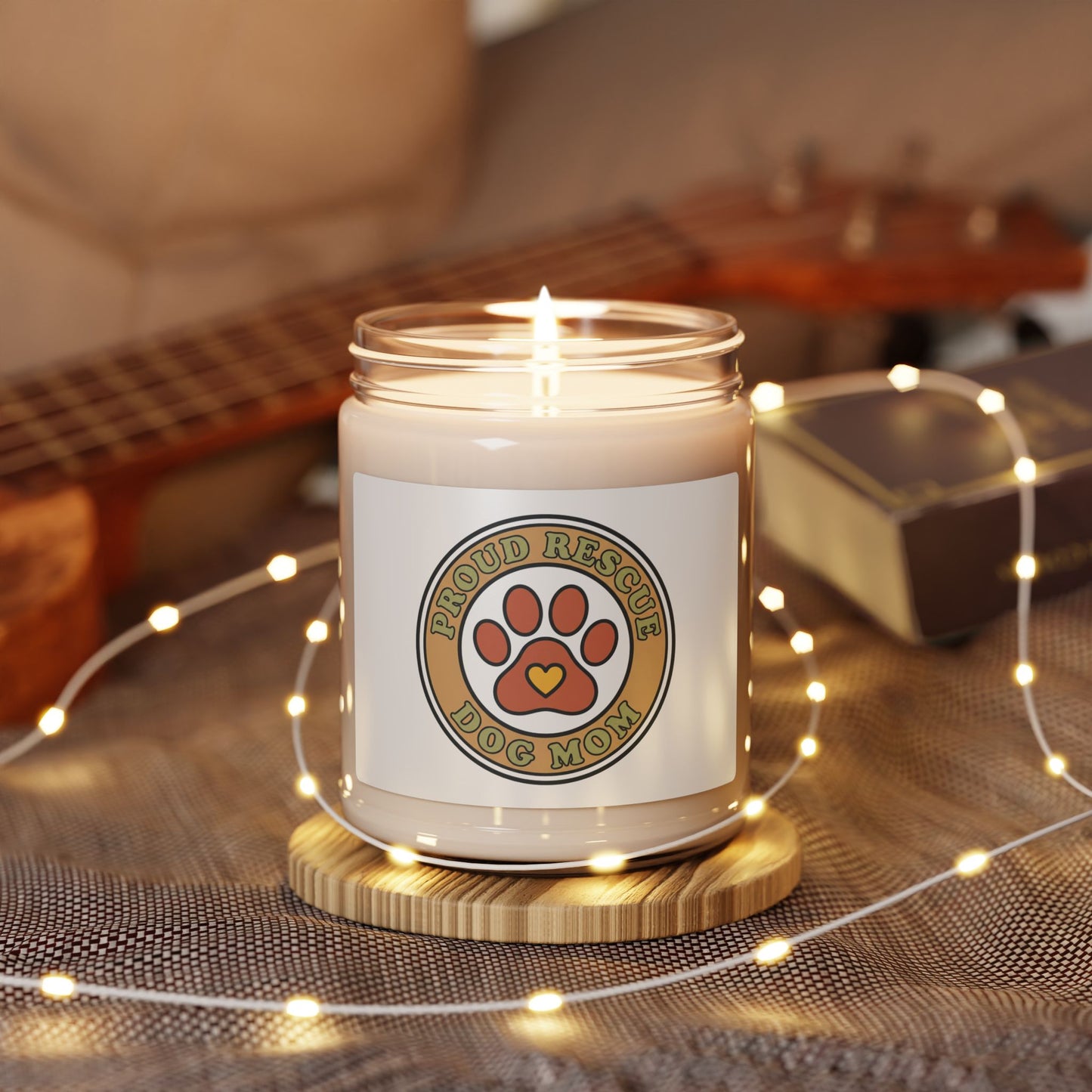 Proud Rescue Dog Mom Candle, Soy Jar, Fur Baby Memorial