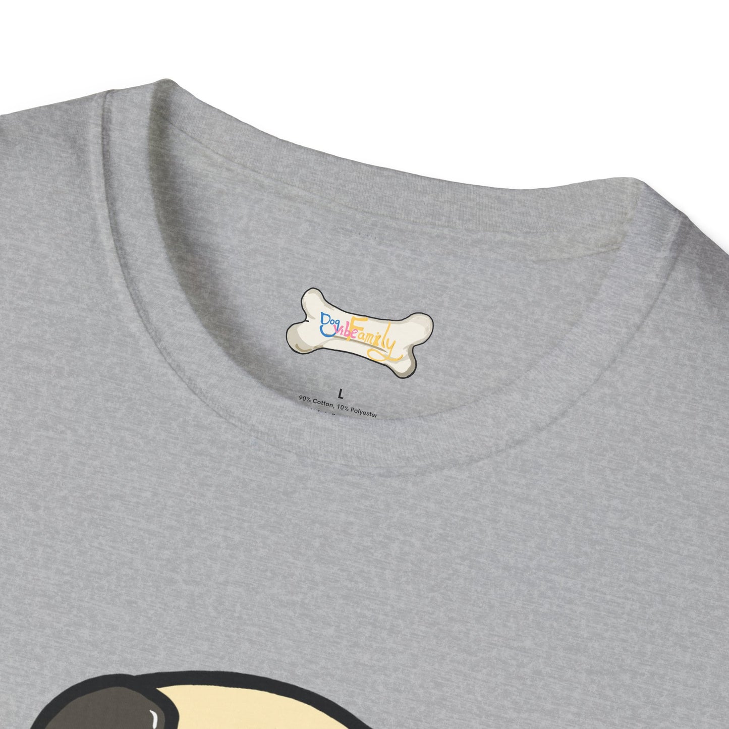 Pug Cartoon Tee — Cute Pug Face with “@Dogubotanically” Logo