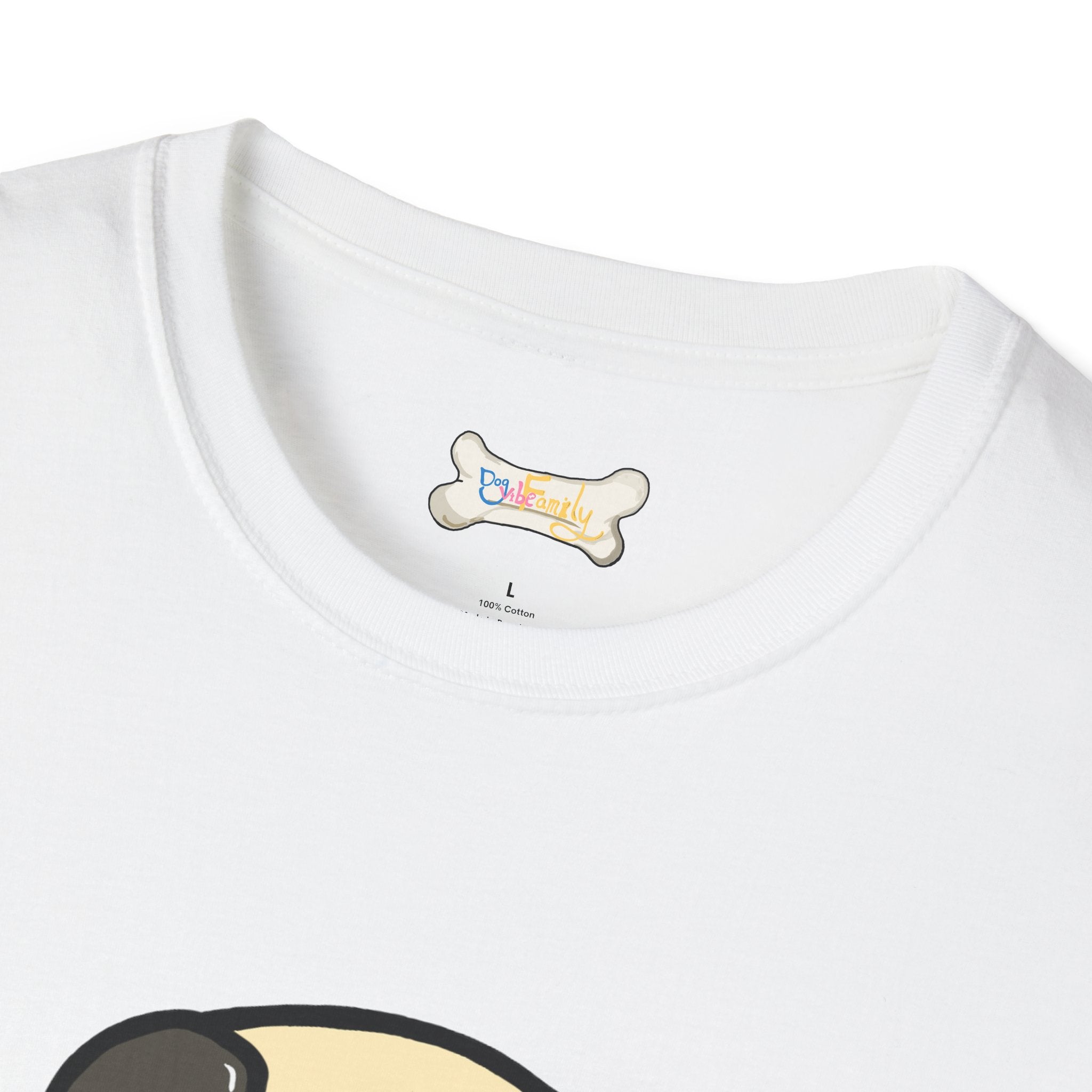 Pug Cartoon Tee — Cute Pug Face with “@Dogubotanically” Logo