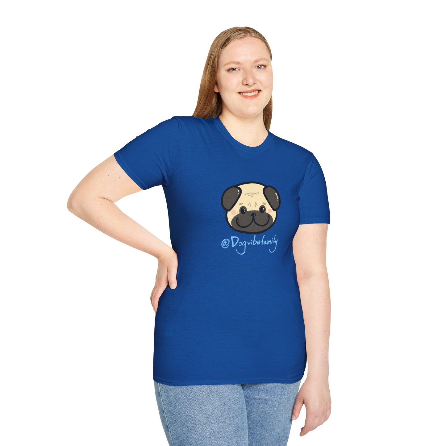 Pug Cartoon Tee — Cute Pug Face with “@Dogubotanically” Logo