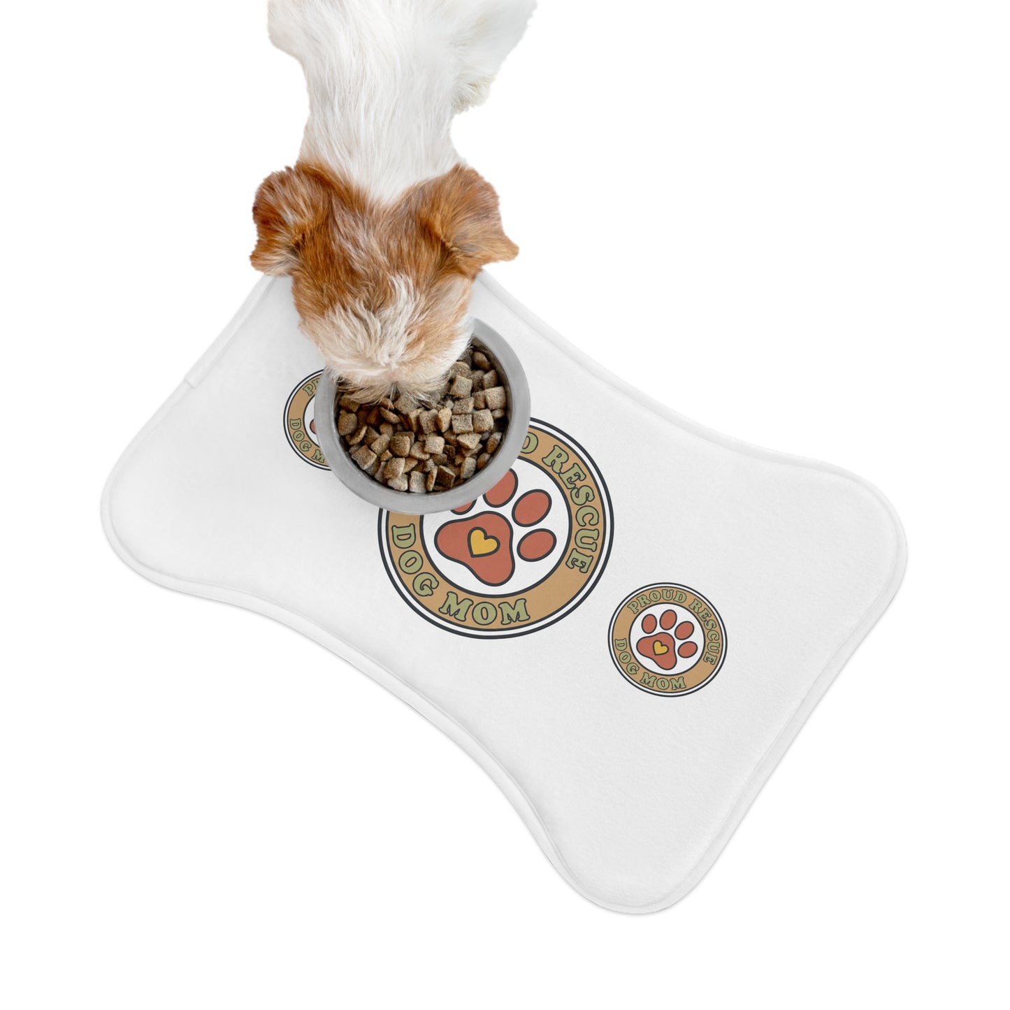 Proud Rescue Dog Mom Pet Feeding Mat — Non-Slip Bowl Placemat for Dogs