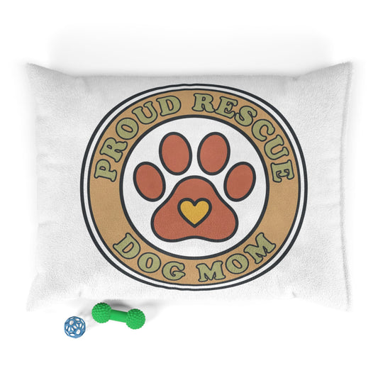Rescue Dog Mom Pet Bed — “Proud Rescue Dog Mom” Paw Print Plush Bed