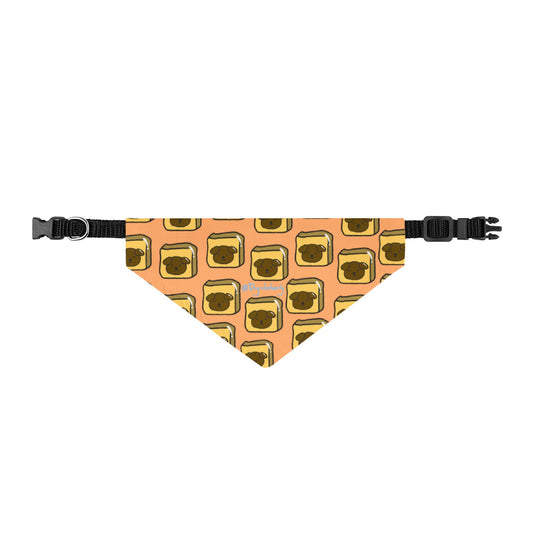 Clip-on Pet Bandana — Retro Toast Pattern Dog & Cat Accessory