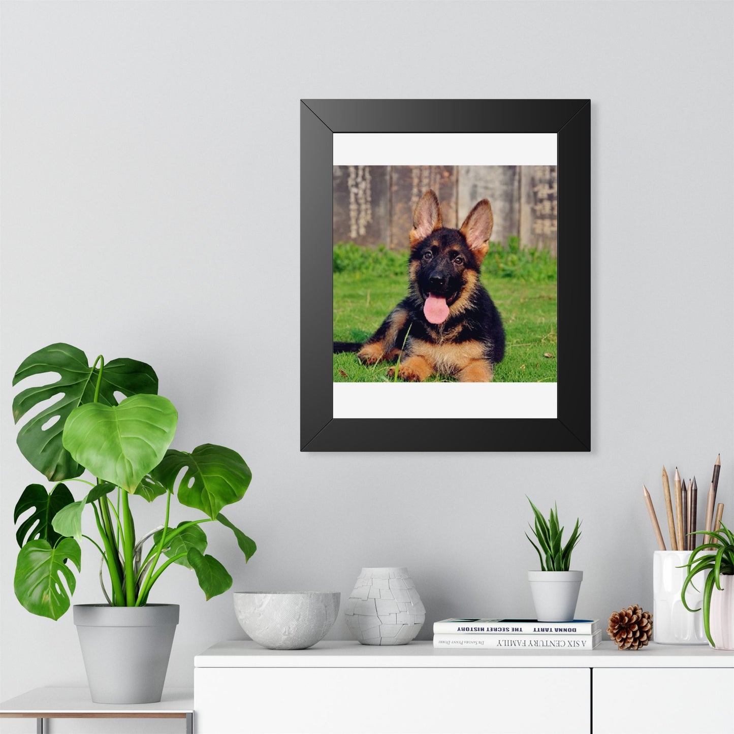 German Shepherd Puppy Framed Poster — Cute Dog Wall Art