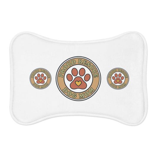 Proud Rescue Dog Mom Pet Feeding Mat — Non-Slip Bowl Placemat for Dogs
